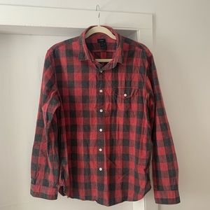 JCrew men’s checked long sleeve button down, slim fit, large